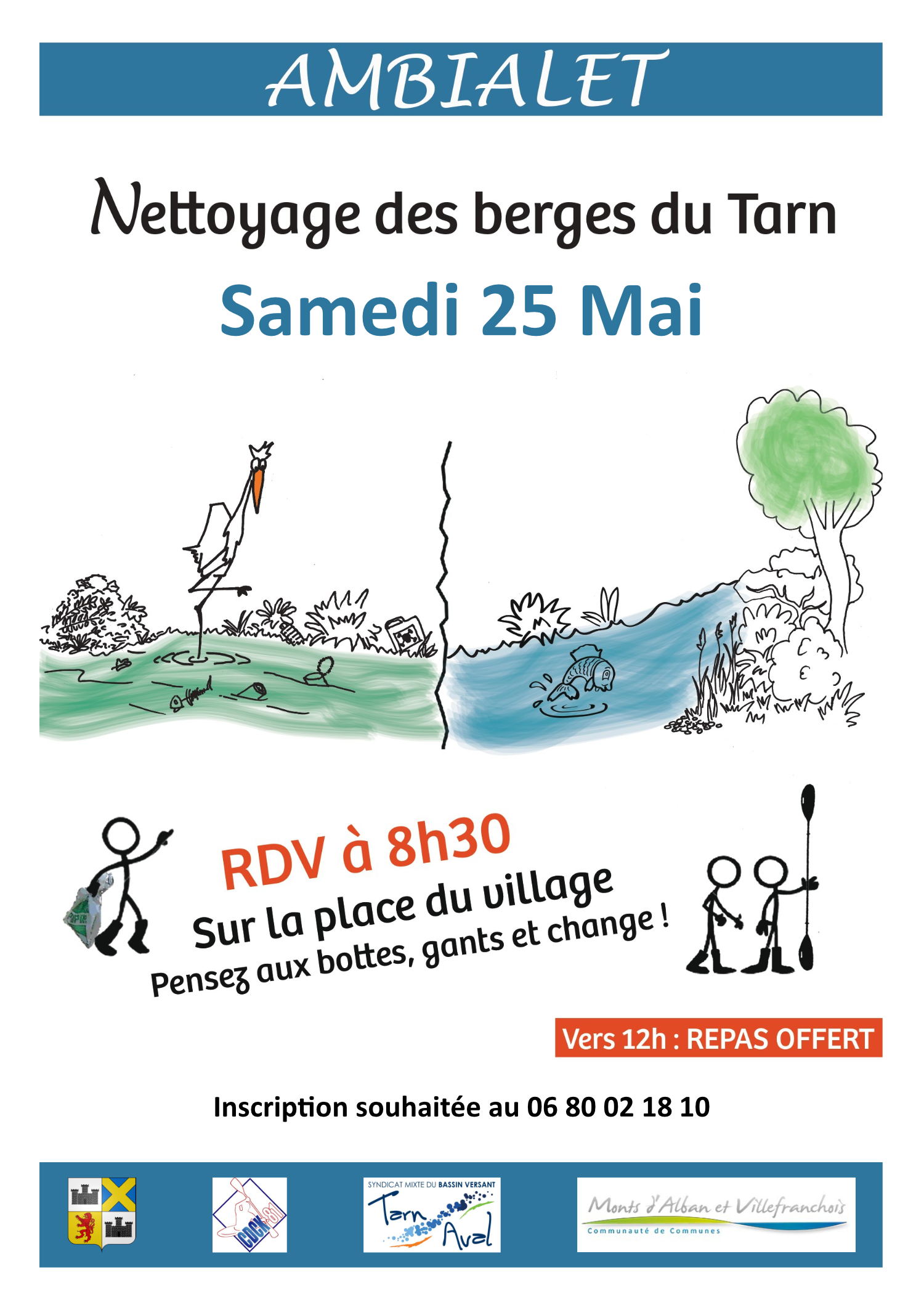 AMBIALET : NETTOYAGE DES BERGES DU TARN LE SAMEDI 25 MAI 2024