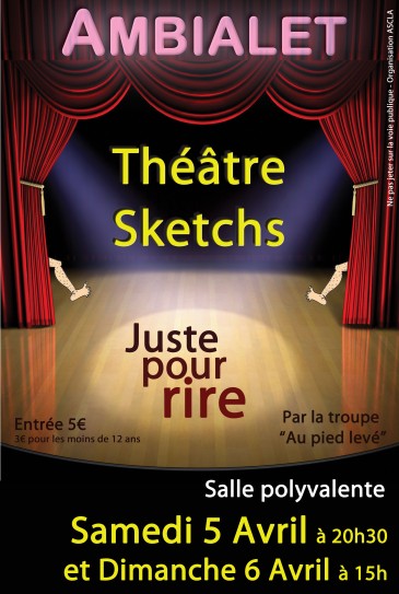 AMBIALET : Théatre Sketchs - Samedi 5 Avril ET Dimanche 6 Avril 2025 - Salle Polyvalente