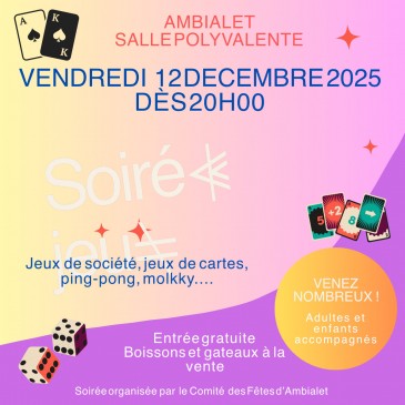 Soirée Jeux à la Salle Polyvalente d'Ambialet - 12 décembre 2025 - 20h